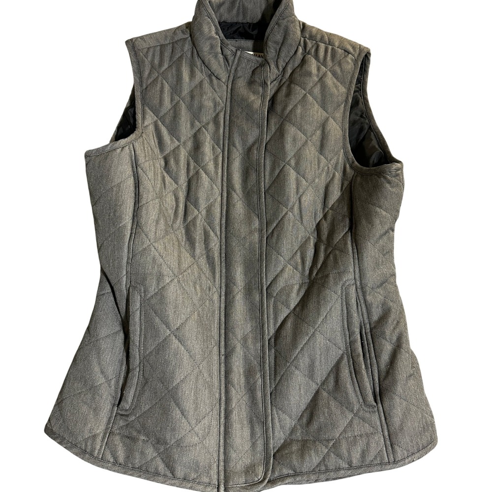 Magellan Outdoors Womens Grey Quilted Herringbone Vest Classic Fit Large Riding